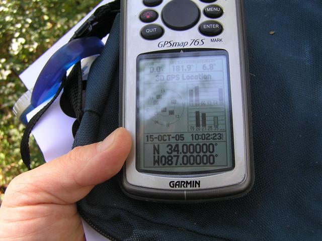 GPS reading at the confluence site.