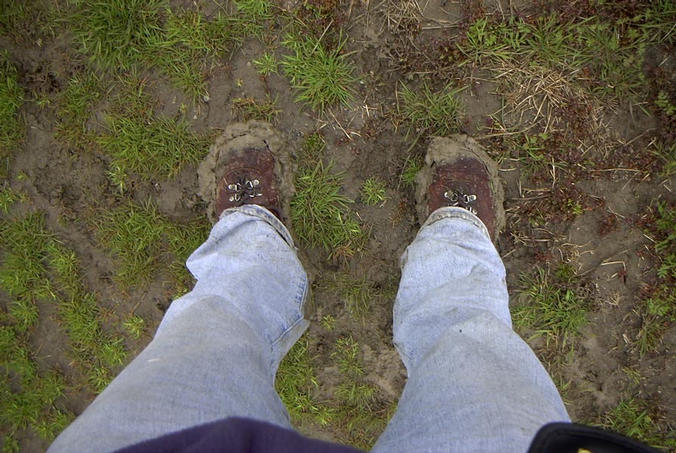 Jody's mud caked boots