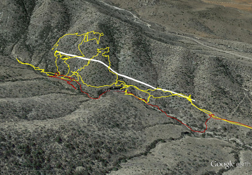 Ground search tracks: Red - 15 Nov; Yellow - 19 Nov 