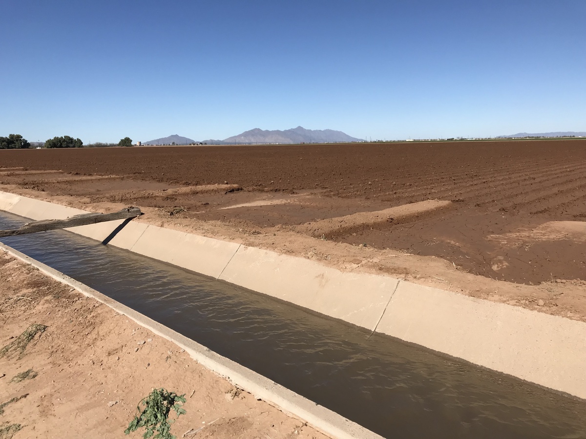 Confluence of 33 North 112 West just across the irrigation ditch, looking northwest.