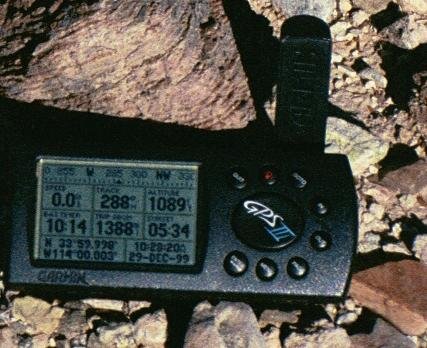 My GPS receiver's display at the confluence point