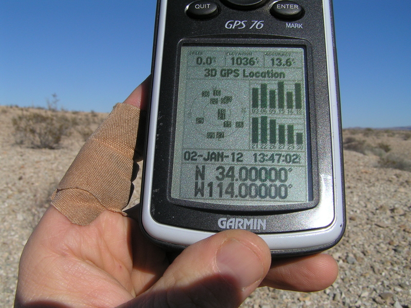 GPS reading at the confluence point.