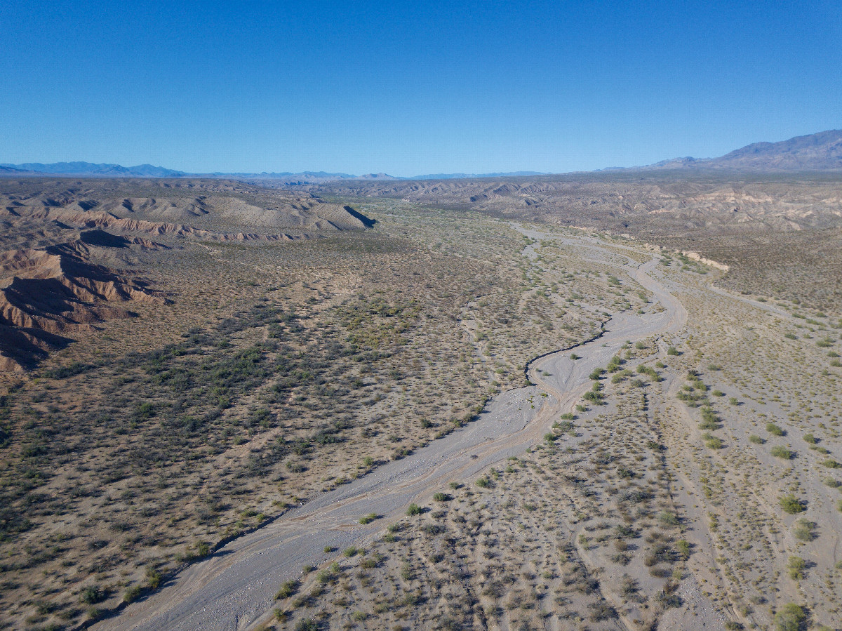 View North (into Utah), from 120m above the point