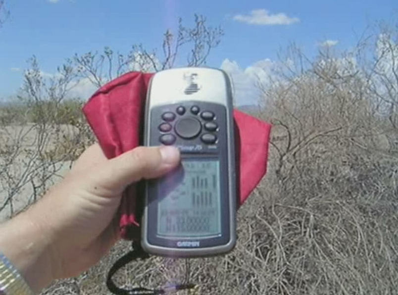 GPS reading at the confluence.