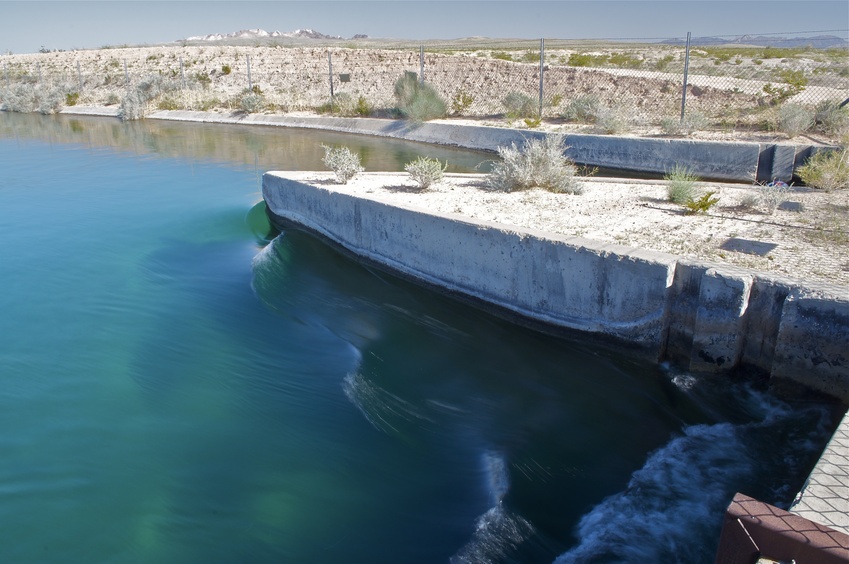 Flowing water in the aqueduct, about 5 miles North of the confluence point