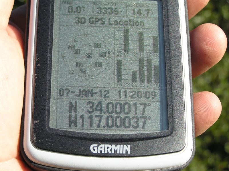 GPS reading at the confluence point.