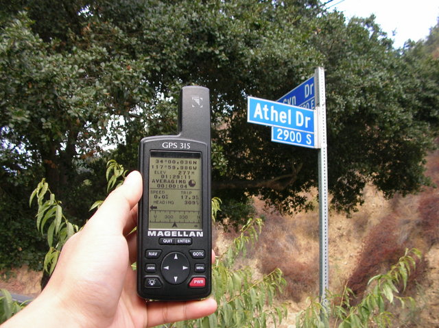 Looking northward. Street sign post tells us of our location.