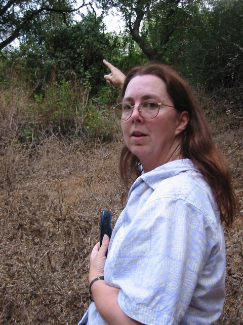 Lynn pointing to the confluence