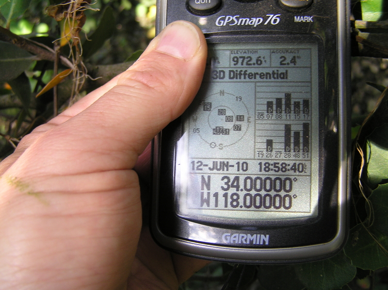 GPS reading at the confluence point.