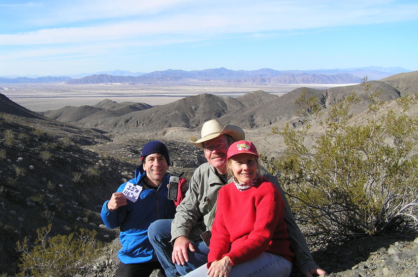 Joseph Kerski, Jim Bowden, and Laura Bowden at the confluence point.