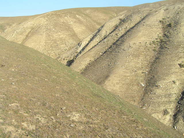 Site of 35 North 119 West, in foreground, in the California hills, looking north.