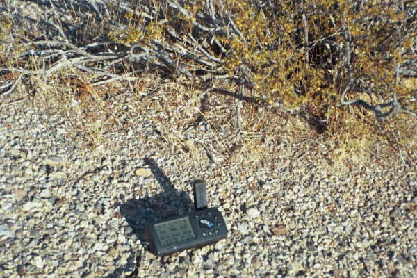 My GPS receiver's display at the confluence point