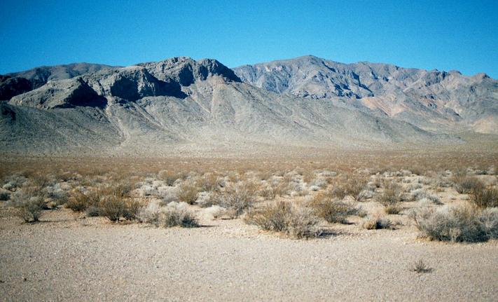 View to the west.  Death Valley lies over the mountain ridge.