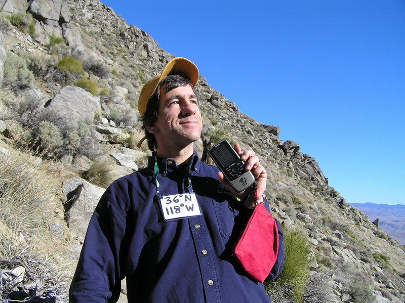 Joseph Kerski at the confluence of 36 North 118 West.