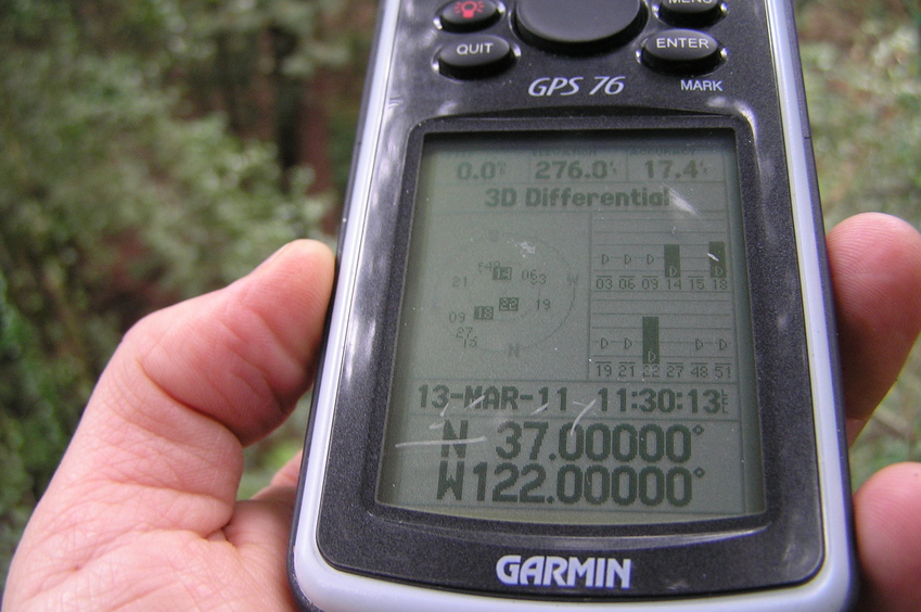 GPS reading at the confluence point.