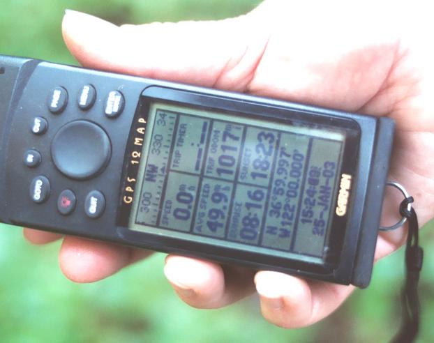 GPS reading from the footpath at the confluence.