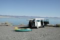 #2: Getting ready to launch.  The confluence can be seen just above the middle of the van in the lake.