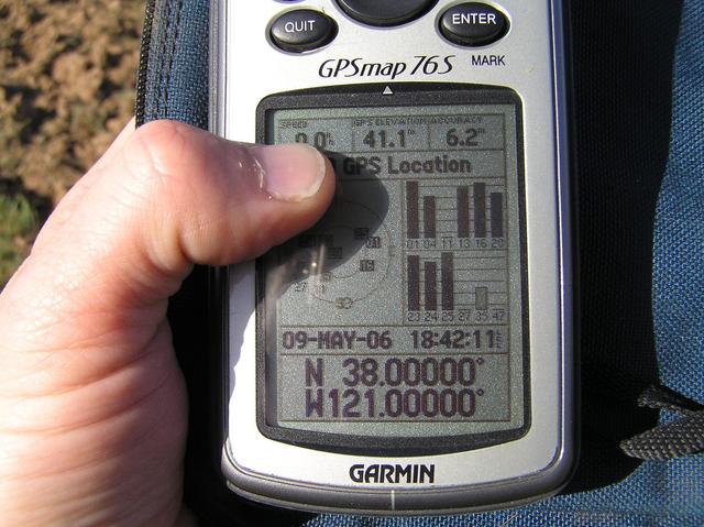 GPS reading at the confluence site.