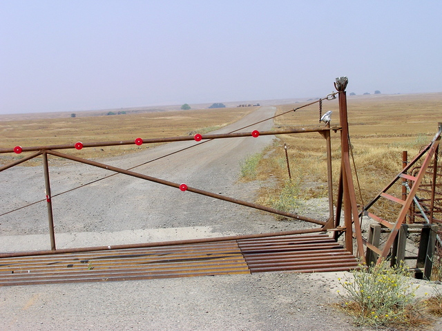 The gate, 1.3 miles from the confluence point