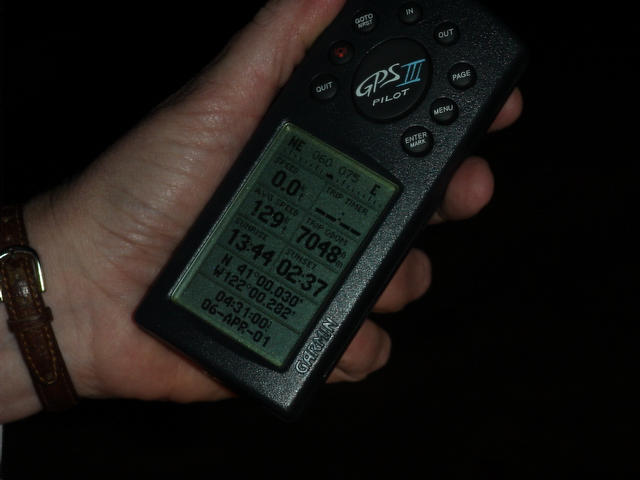 We found the confluence in the dead of night in the middle of a forest about 8 miles West of Big Bend.