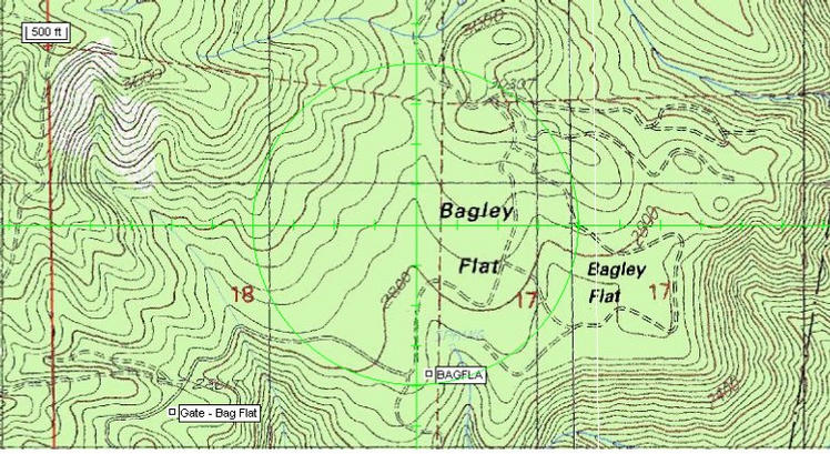 Topographic map with gate south of Confluence labled