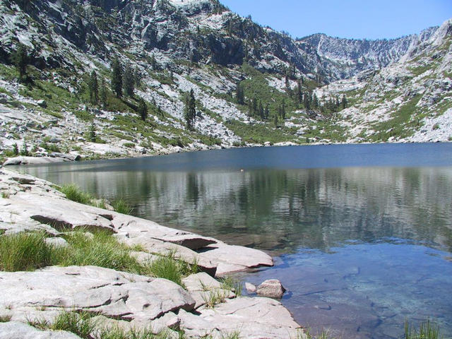 A view across the lake at the confluence spot.