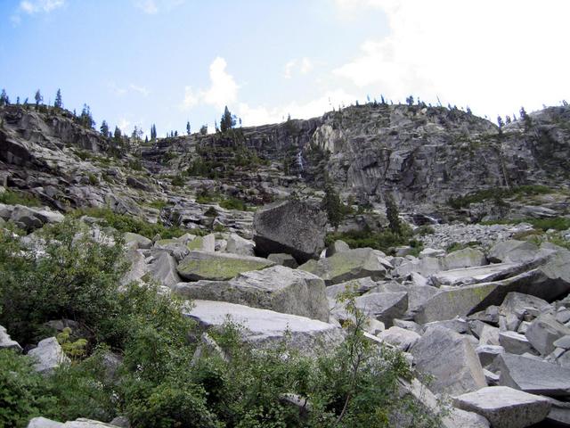 Looking Southeast and up towards confluence from West of Emerald Lake