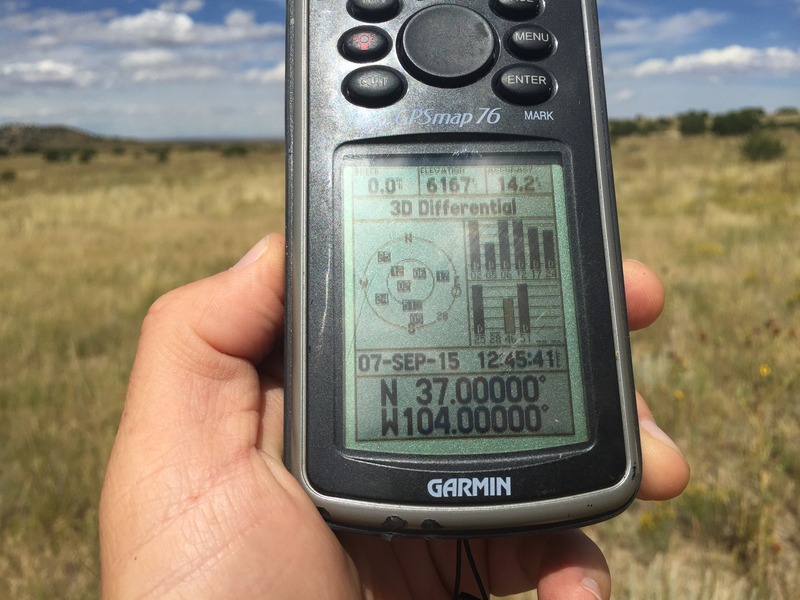 GPS reading at the confluence point.