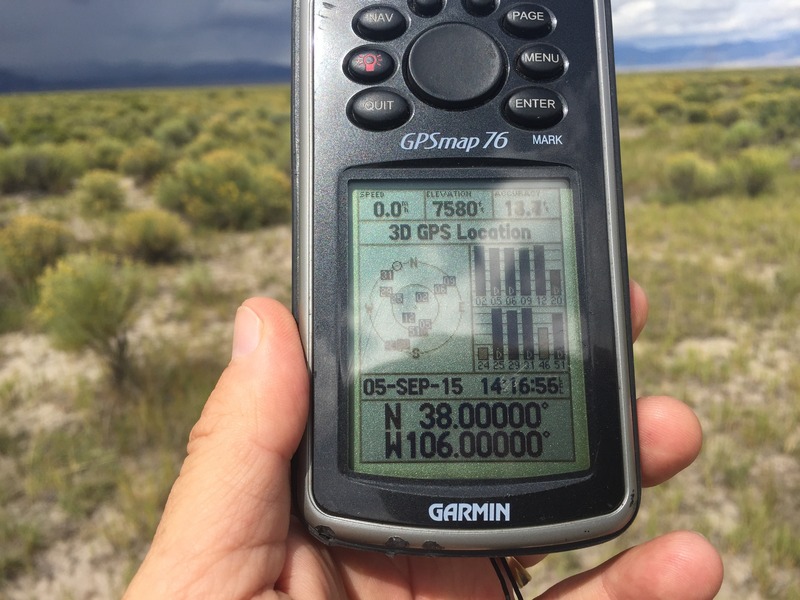 GPS reading at the confluence point.