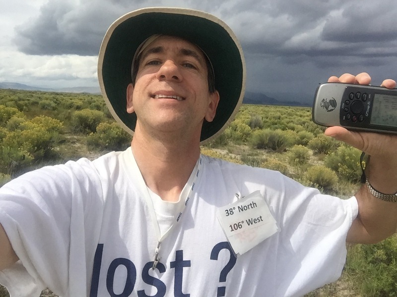 Joseph Kerski at the confluence point.