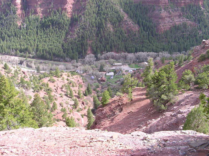 Looking down on the small town of Sawpit, from about 100 meters below the confluence point