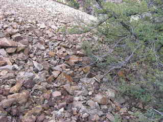 #1: The confluence point lies on the edge of a scree slope, on a steep hillside