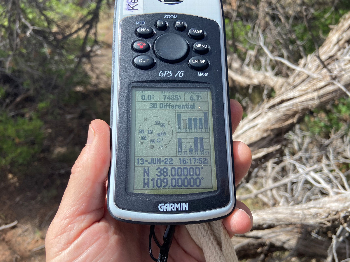 GPS reading at the confluence point. 