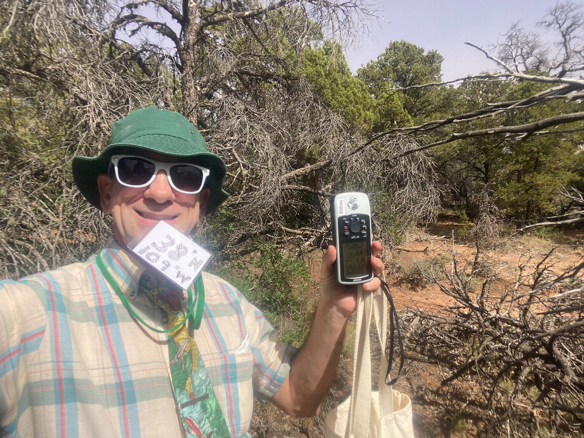 Joseph Kerski at the confluence point. 