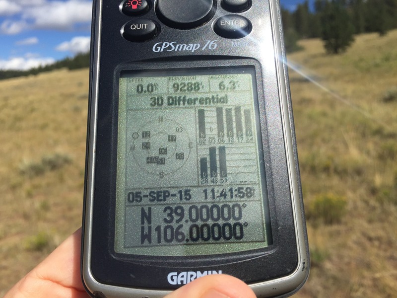 GPS reading at the confluence point.