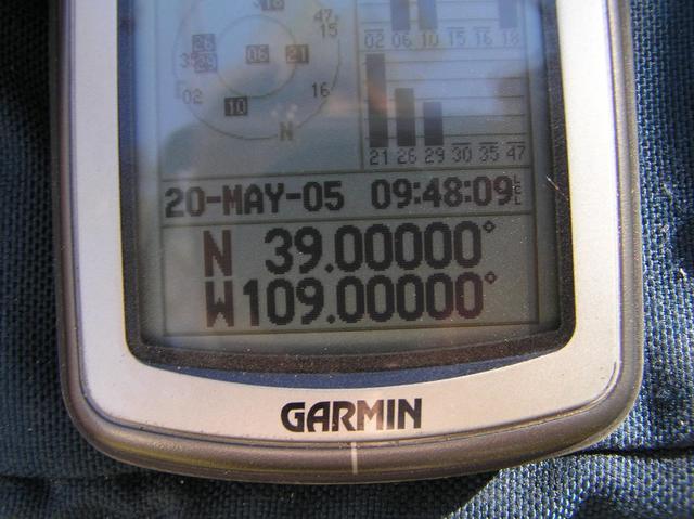 GPS reading at the confluence point.