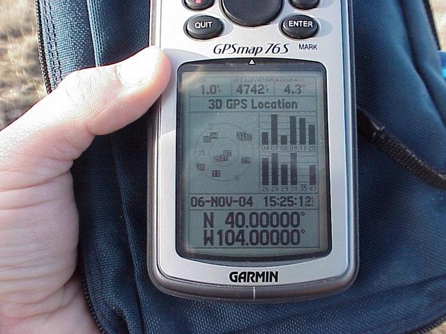 GPS reading at the confluence site.