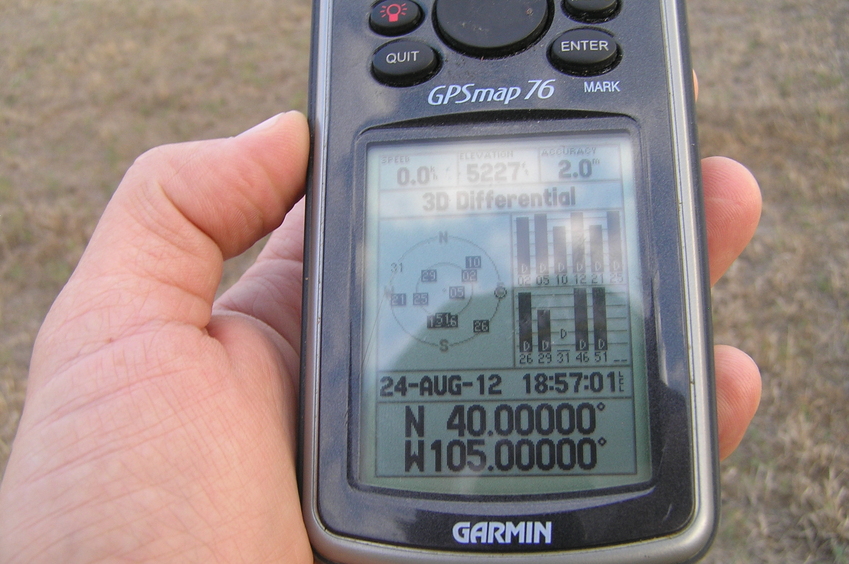 GPS receiver at the confluence point.