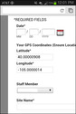 #5: Screenshot of coordinates in app using geolocation