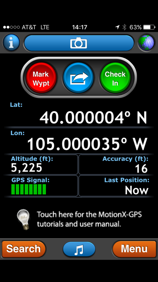 GPS reading at the confluence point. 