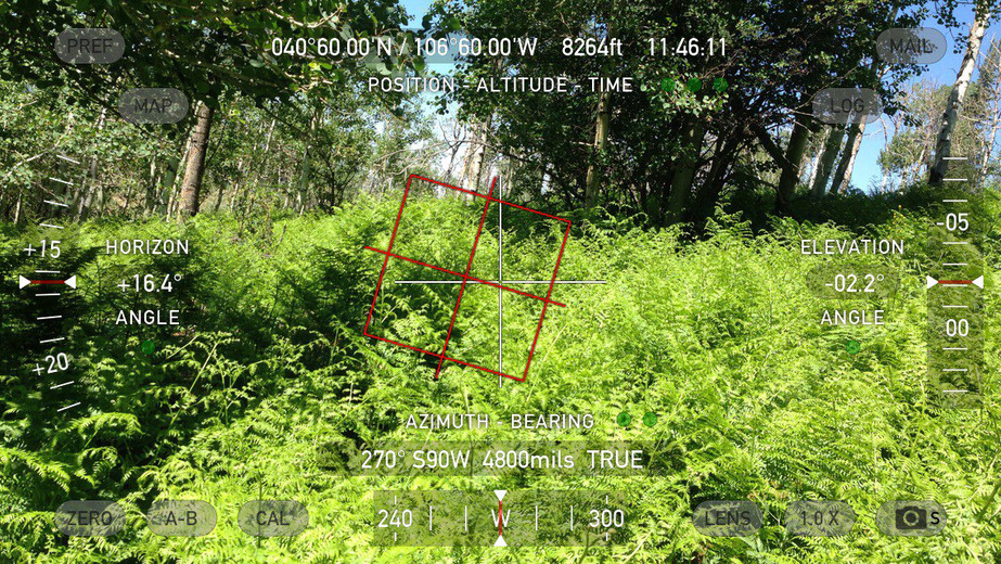 Theodolite view showing slope