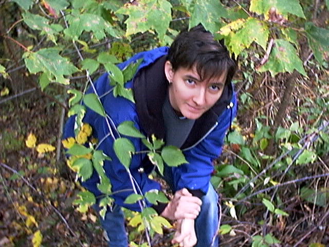 Kathy ascends the steep grade to the confluence point.