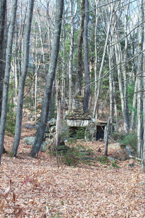 The old stone fireplace