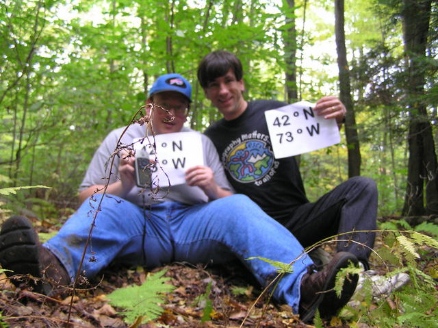 Mick Miller and Joseph Kerski celebrate their arrival at 42 North 73 West, feeling centered.