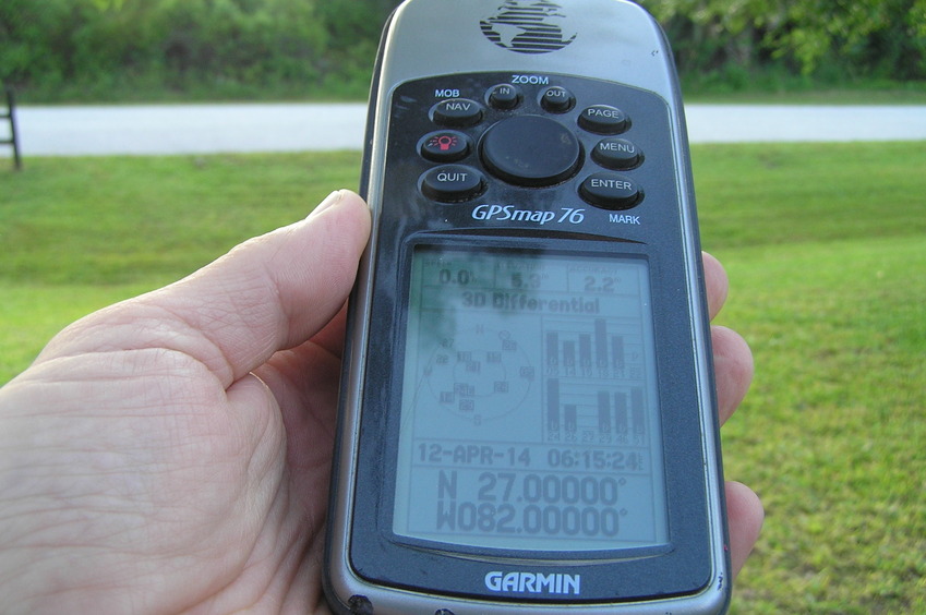 GPS reading at the confluence point.