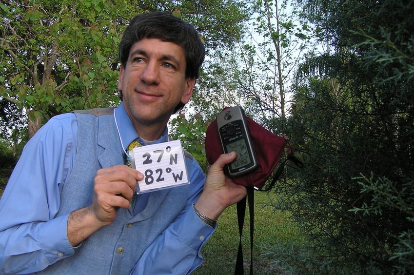 Joseph Kerski at the confluence point.