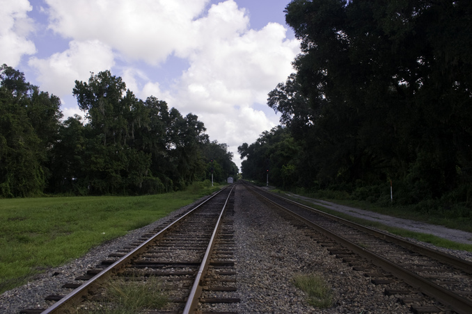 Rail track going North