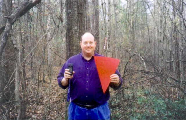 Vic at the spot holding my homemade sign N33 W84