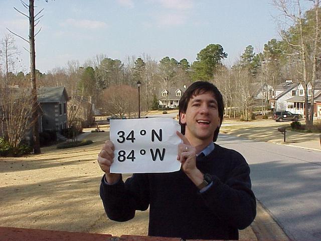 Joseph Kerski at the confluence site, looking northwest.