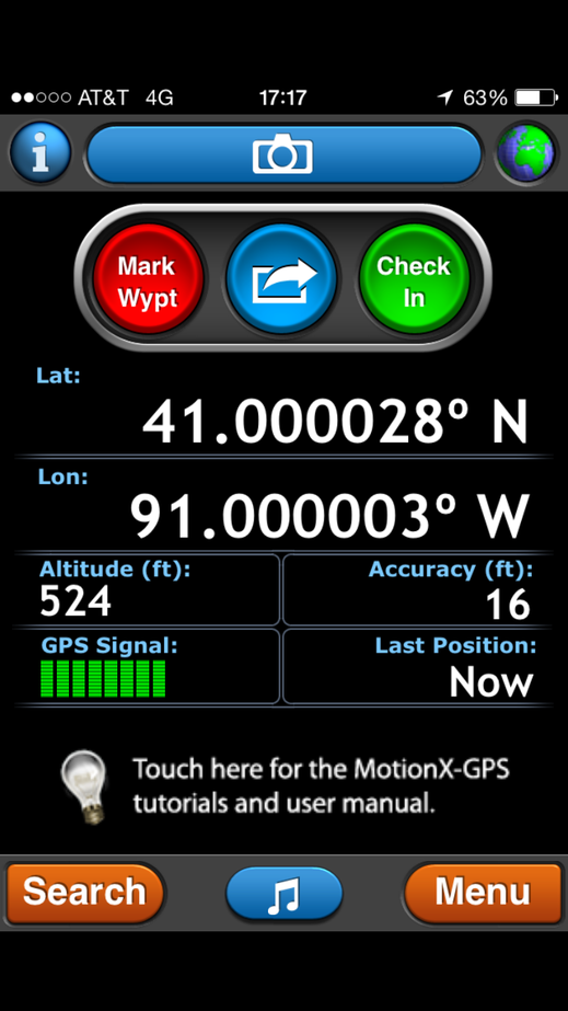 GPS reading at the confluence point.